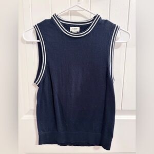 J. Crew Navy and White Striped Trim Tank Top